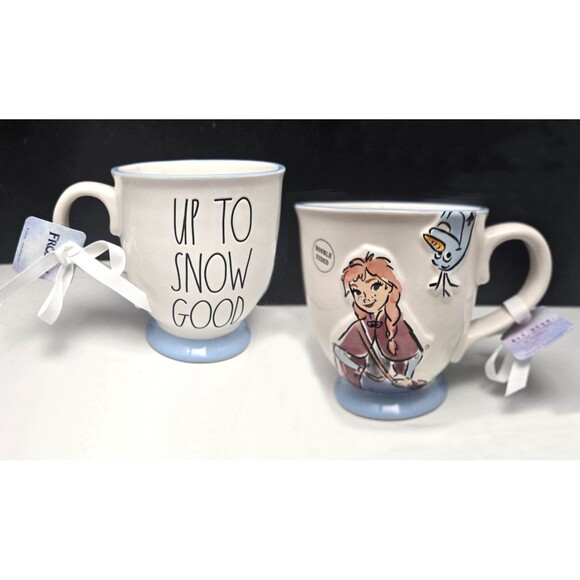 Disney Rae Dunn Frozen Anna & Olaf Mug Up To Snow Good Double Sided 3D NEW w/Tag - Picture 3 of 13